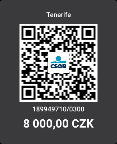 QR kód pro platbu 8 000 Kč na účet 189949710/0300